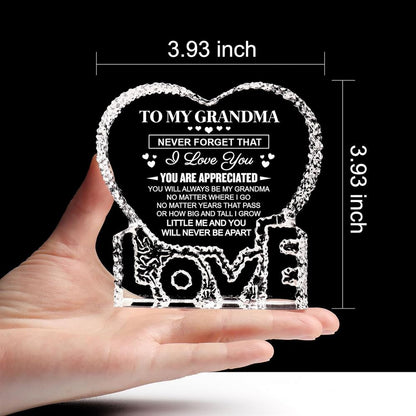 To My Grandma, You Will Always Be My Grandma Heart Crystal, Mother's Day Heart Crystal, Gift For Her, Anniversary Gift