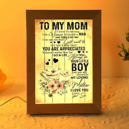 To My Mom Nurse Son Mother's Day Gift Frame Lamp, Mother's Day Frame Lamp, Led Lamp For Mom, Mother's Day Gift