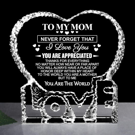 To My Mom, Thanks For Everything Heart Crystal, Mother's Day Heart Crystal, Gift For Her, Anniversary Gift