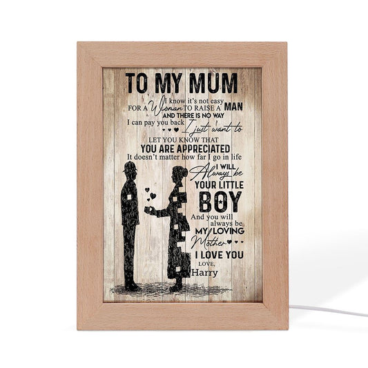 To My Mum It'S Hard To Raise A Man Police Frame Lamp, Mother's Day Frame Lamp, Led Lamp For Mom, Mother's Day Gift