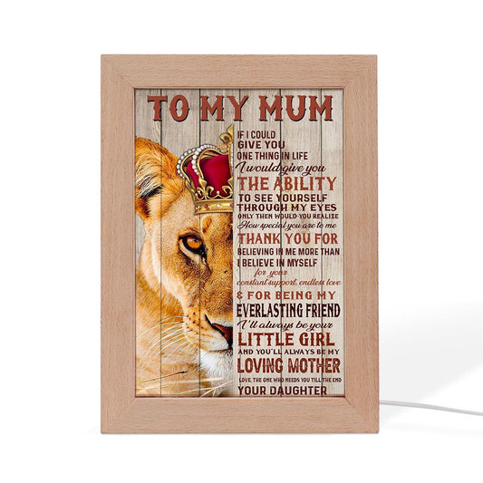 To My Mum Lion Frame Lamp, Mother's Day Frame Lamp, Led Lamp For Mom, Mother's Day Gift