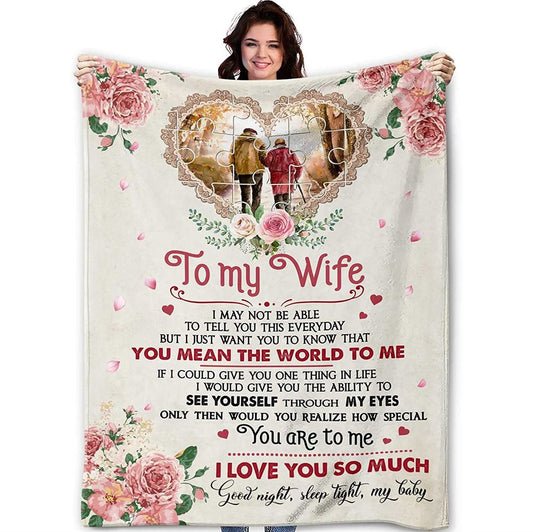 To My Wife Blanket From Husband Anniversary Valentines Mother's Day Romantic Thoughtful Meaningful Gift, Valentine Blanket