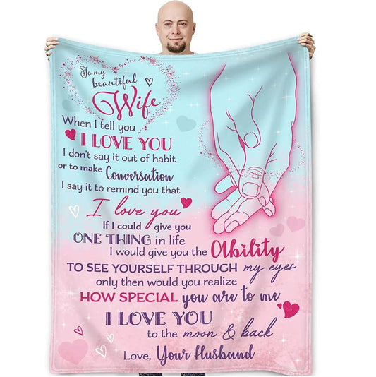 To My Wife Blanket From Husband Valentine's Mother's Day Wedding Anniversary Romantic Gifts for Her Wife Gift Ideas, Valentine Blanket