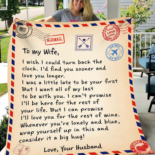 To My Wife Throw Blankets Personalized Giant Love Letter Blanket For My Wife, Wife Gift Blanket For Valentine's Day Anniversary, Valentine Blanket