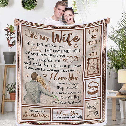 To My Wife Throw Blankets for Her Valentines Day Gifts Wife Gifts from Husband for Anniversary, Romantic Gifts - I Love You Gifts, Valentine Blanket
