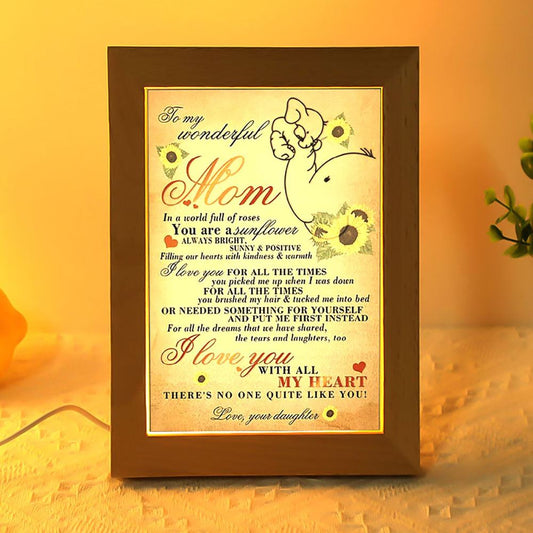 To My Wonderful Mom I Love You With All My Heart Elephant Frame Lamp, Mother's Day Frame Lamp, Led Lamp For Mom, Mother's Day Gift