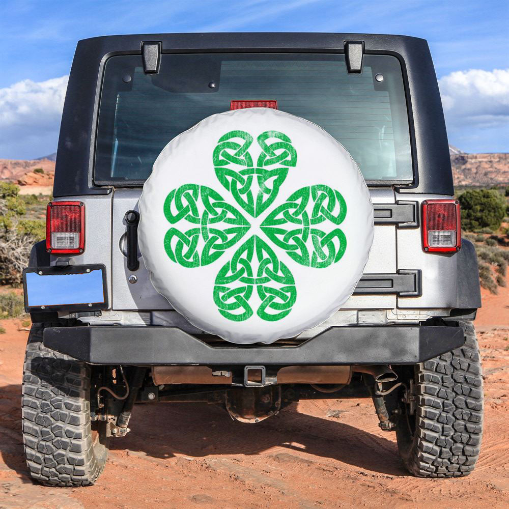 Traditional Celtic Shamrock Car Tire Cover, St Patrick's Day Car Tire Cover, Shamrock Spare Tire Cover Wrangler