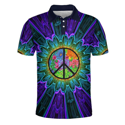 Tranquil Union Polo Shirt For Men And Women, Hippie Polo Shirt, Unique Gift For Friend, Hippie Hand Dyed