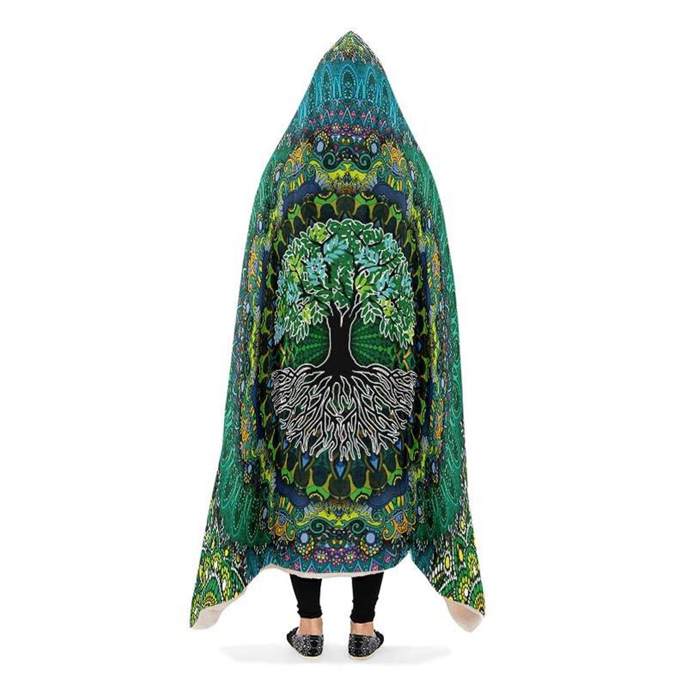 Tree And Mandalas Hooded Blanket, Hippie Hooded Blanket, In Style Mandala, Hippie, Cozy Vibes, Mandala Gift