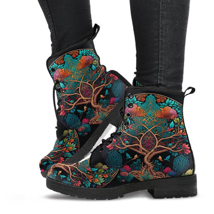 Tree Of Life Alhambra Leather Boots For Men And Women, Gift For Hippie Lovers, Hippie Boots, Lace Up Boots