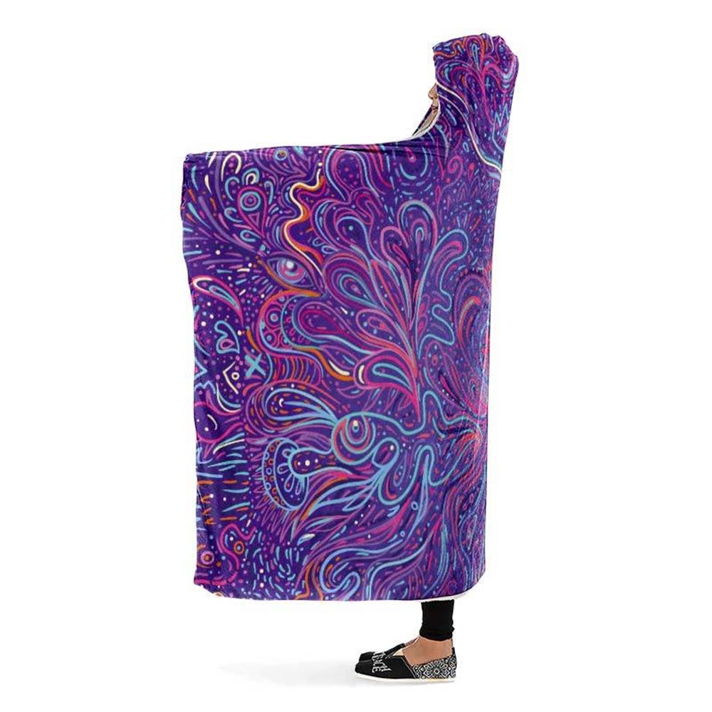 Trippy In Purple Hooded Blanket, Hippie Hooded Blanket, In Style Mandala, Hippie, Cozy Vibes, Mandala Gift
