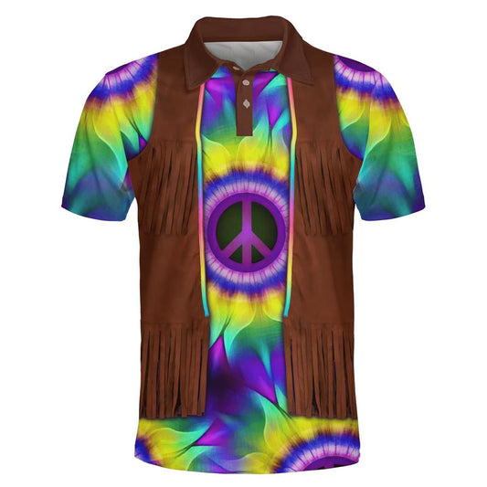 Trippy Spectrum Serenity Polo Shirt For Men And Women, Hippie Polo Shirt, Unique Gift For Friend, Hippie Hand Dyed
