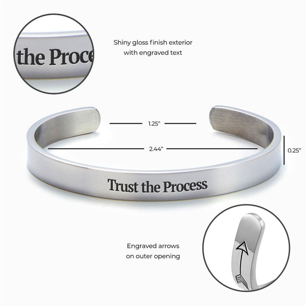 Trust the Process Personalized Cuff Bracelet, Christian Bracelet For Women, Bible Jewelry, Inspirational Gifts