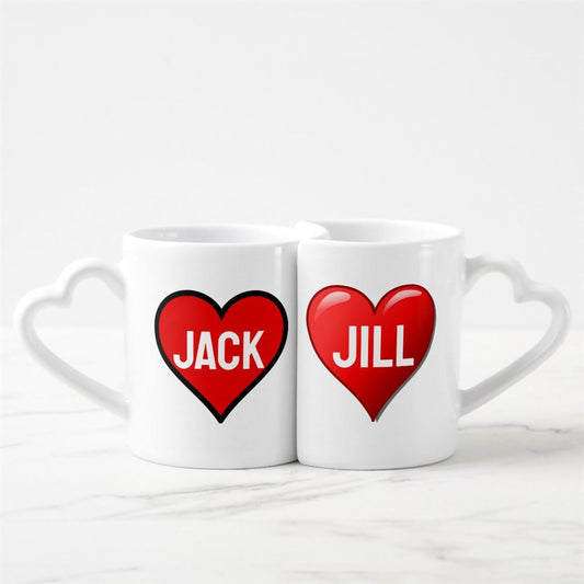 Valentine Couple Personalized Heart Set Coffee Heart shaped Mug Set, Coffee Mugs For Couples, Valentine Mugs, Valentine Gift