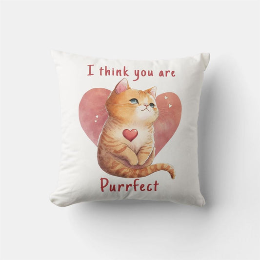 Valentine Pillow, Cute Red Cat Love Pun Fun Valentine Throw Pillow, Heart Throw Pillow, Valentines Day Decor