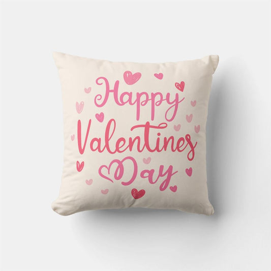 Valentine Pillow, Happy Valentine's Day Custom Color Throw Pillow, Heart Throw Pillow, Valentines Day Decor