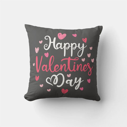 Valentine Pillow, Happy Valentine's Day Custom Names Color Throw Pillow, Heart Throw Pillow, Valentines Day Decor