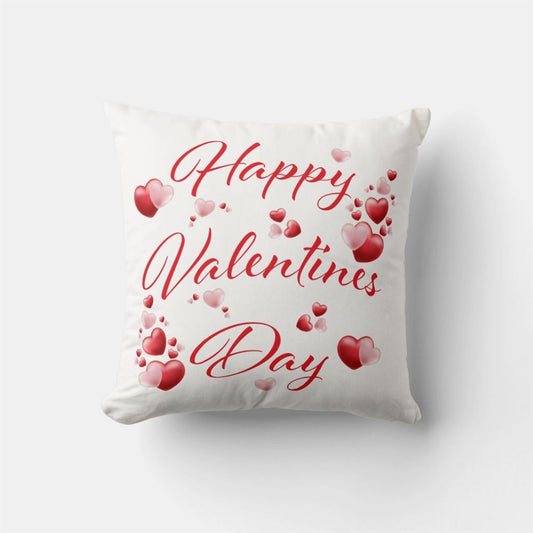 Valentine Pillow, Happy Valentines Day Red And Pink Hearts Pillow, Heart Throw Pillow, Valentines Day Decor
