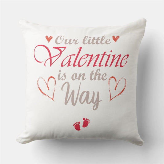 Valentine Pillow, Our Little Valentine Is On The Way, Pregnant Gift Throw Pillow, Heart Throw Pillow, Valentines Day Decor