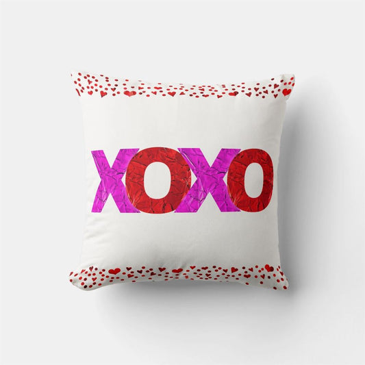 Valentine Pillow, Pink Red Xoxo Hearts Valentine's Day Bold Modern Throw Pillow, Heart Throw Pillow, Valentines Day Decor