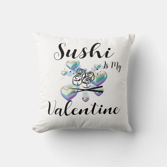 Valentine Pillow, Sushi Is My Valentine Throw Pillow, Heart Throw Pillow, Valentines Day Decor