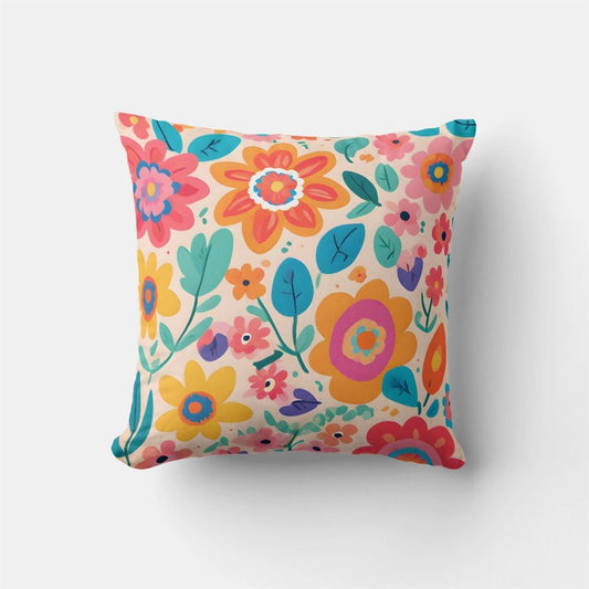 Valentine Pillow, Vivid Retro Florals Valentines Gifts For Teens Throw Pillow, Heart Throw Pillow, Valentines Day Decor