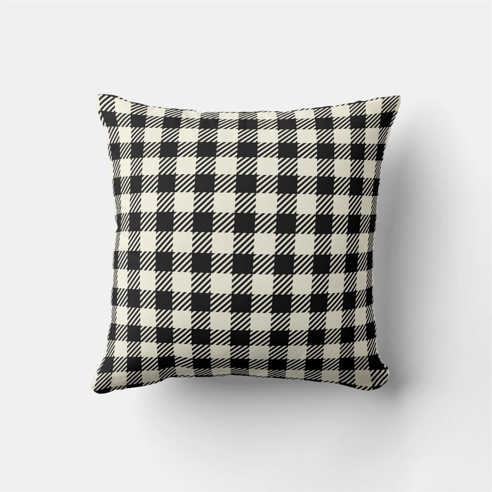 Valentine Pillow, Where It All Began Ivory Plaid Valentines Day Throw Pillow, Heart Throw Pillow, Valentines Day Decor