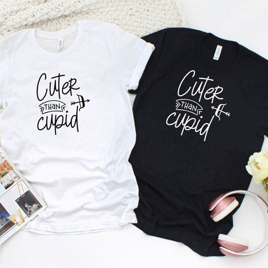 Valentine'S Cuter Than Cupid Matching Outfits Set For Couples, Couple T Shirts, Valentine T-Shirt, Valentine Day Gift