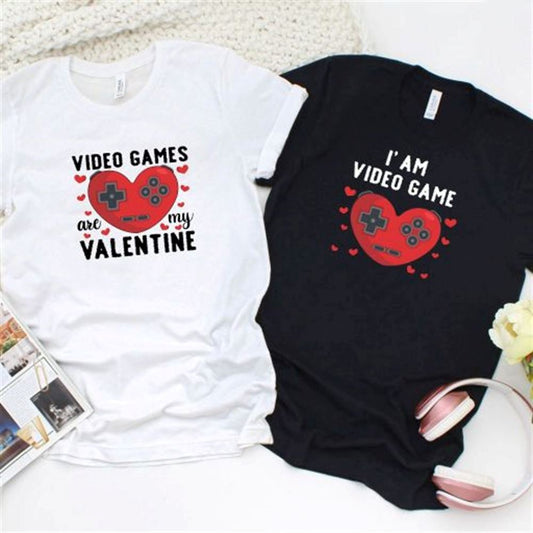 Valentine Video Game Lovers Matching Set For Couples, Couple T Shirts, Valentine T-Shirt, Valentine Day Gift