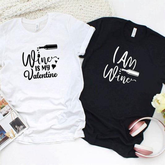 Valentine Wine Lovers Matching Outfits For Couples, Couple T Shirts, Valentine T-Shirt, Valentine Day Gift