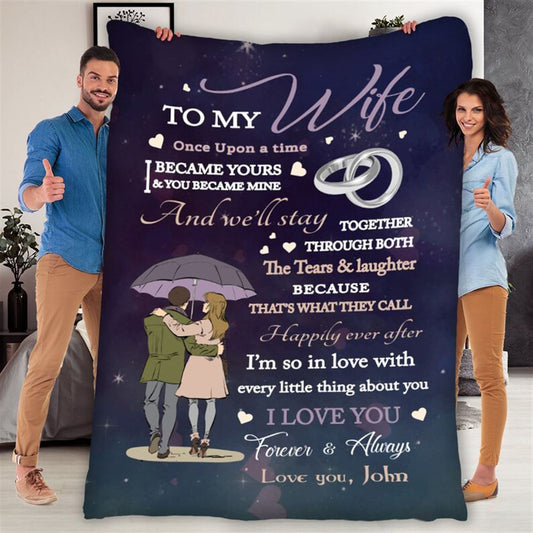 Valentine's Day, Couple Fleece Blanket, To My Wife Forever And Always, Valentine Blanket