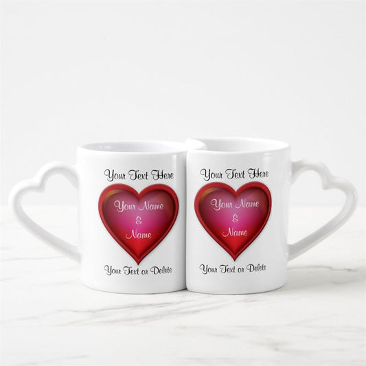 Valentines Heart shaped Mug Set For Her And Him Personalized , Coffee Mugs For Couples, Valentine Mugs, Valentine Gift