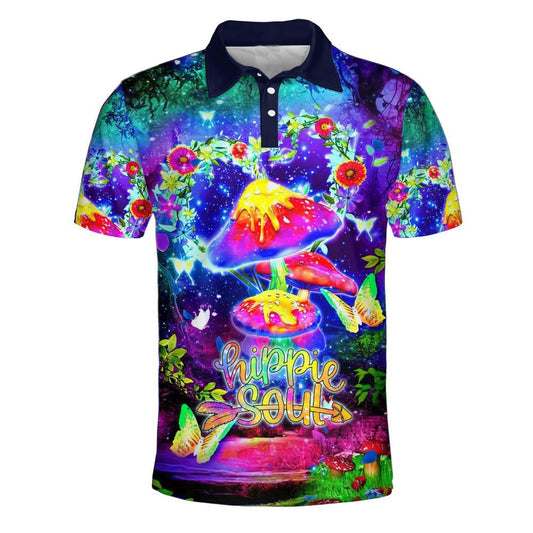 Vibrant Fungi Visions Polo Shirt For Men And Women, Hippie Polo Shirt, Unique Gift For Friend, Hippie Hand Dyed