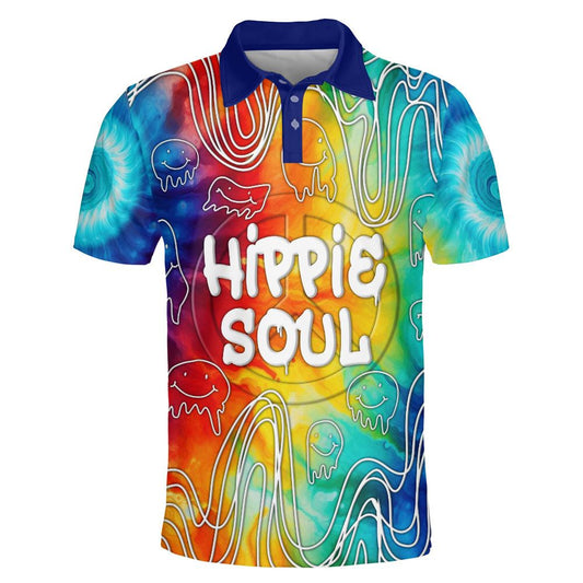 Vibrant Groove Tie Dye Polo Shirt For Men And Women, Hippie Polo Shirt, Unique Gift For Friend, Hippie Hand Dyed