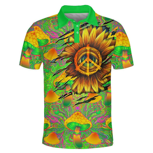 Vibrant Mushroom Dreams Polo Shirt For Men And Women, Hippie Polo Shirt, Unique Gift For Friend, Hippie Hand Dyed
