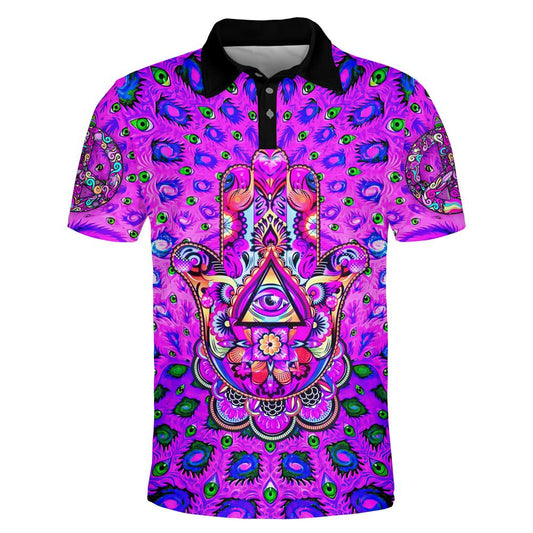 Vibrant Zen Haven Top Polo Shirt For Men And Women, Hippie Polo Shirt, Unique Gift For Friend, Hippie Hand Dyed