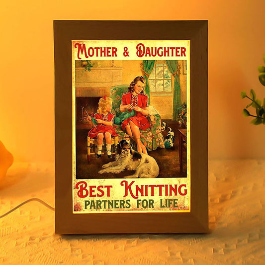 Vintage Mother And Daughter Best Knitting Partners Frame Lamp, Mother's Day Frame Lamp, Led Lamp For Mom, Mother's Day Gift
