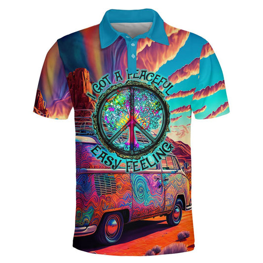 Wanderlust Wheels Polo Shirt For Men And Women, Hippie Polo Shirt, Unique Gift For Friend, Hippie Hand Dyed