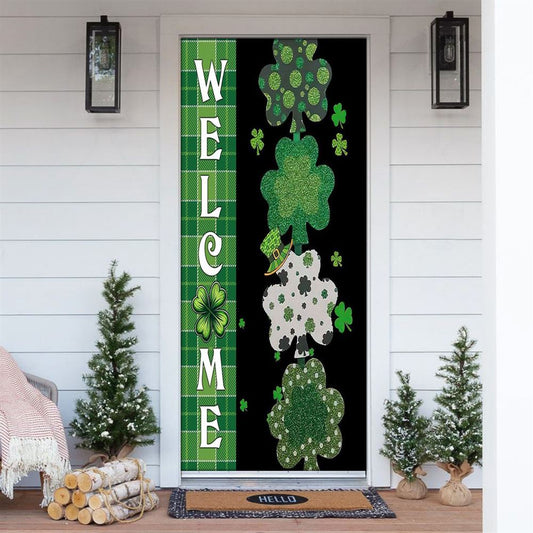 Welcome Lucky Shamrocks Door Cover, St Patrick's Day Door Cover, St Patrick's Day Door Decor, Irish Decor