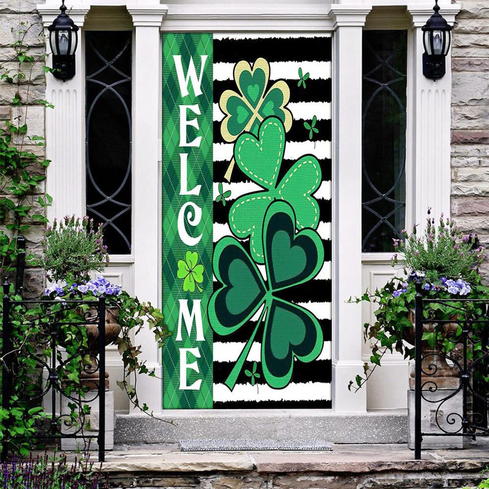 Welcome Shamrocks Door Cover, St Patrick's Day Door Cover, St Patrick's Day Door Decor, Irish Decor