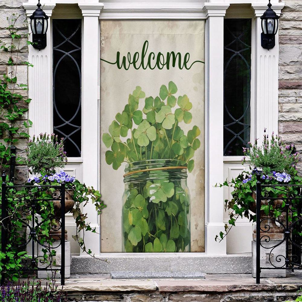 Welcome Shamrocks In The Bottle Door Cover, St Patrick's Day Door Cover, St Patrick's Day Door Decor, Irish Decor