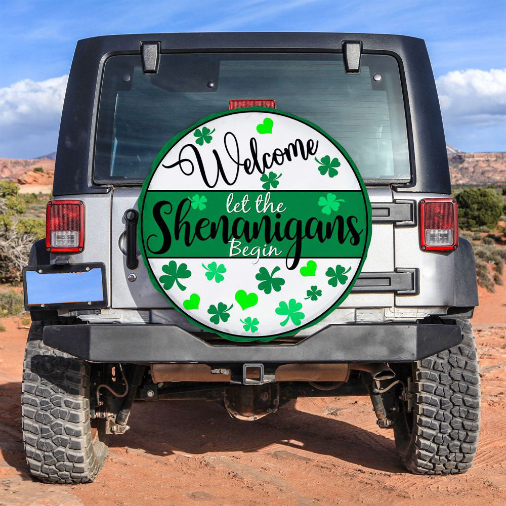 Welcome St Patrick's Day Car Tire Cover, St Patrick's Day Car Tire Cover, Shamrock Spare Tire Cover Wrangler