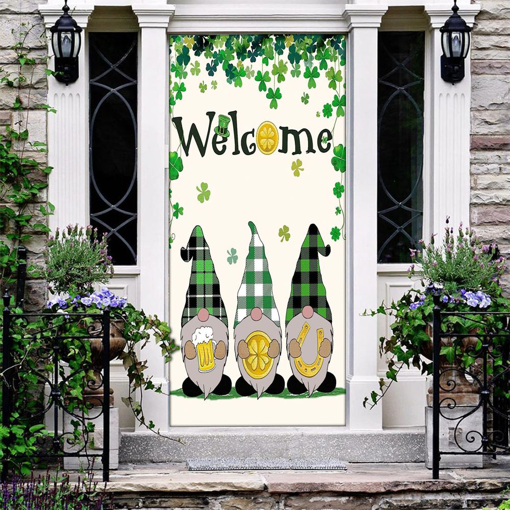 Welcome St Patrick's Day Gnomes Saint Gnomes Door Cover, St Patrick's Day Door Cover, St Patrick's Day Door Decor, Irish Decor