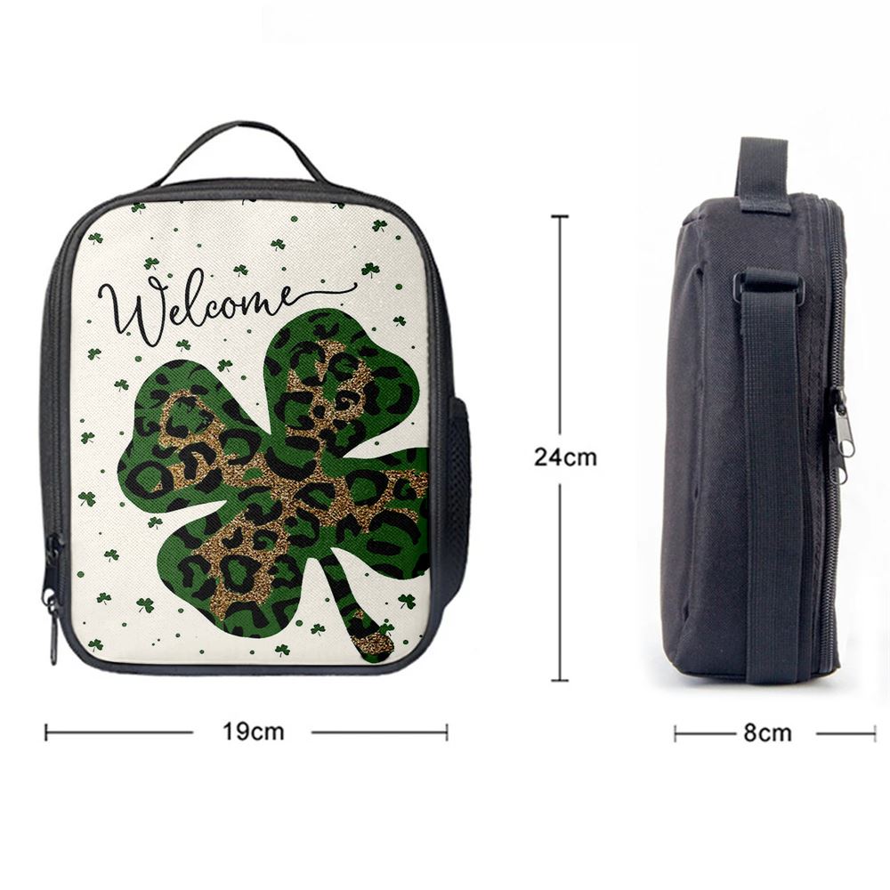 Welcome St Patrick's Day Leopard Shamrock Clover Lunch Bag, St Patrick's Day Lunch Box, St Patrick's Day Gift