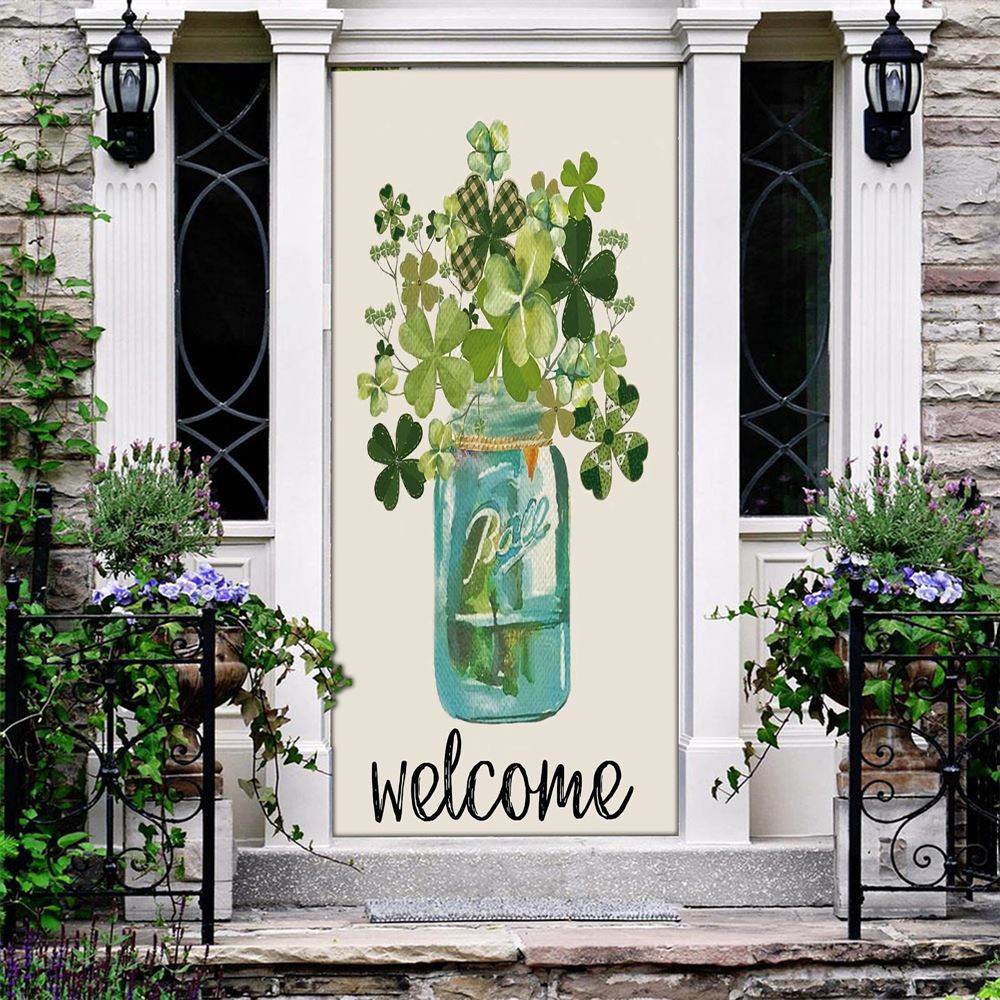 Welcome St Patrick's Day Lucky Shamrock Clover Door Cover, St Patrick's Day Door Cover, St Patrick's Day Door Decor, Irish Decor
