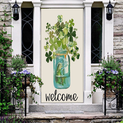Welcome St Patrick's Day Lucky Shamrock Clover Door Cover, St Patrick's Day Door Cover, St Patrick's Day Door Decor, Irish Decor