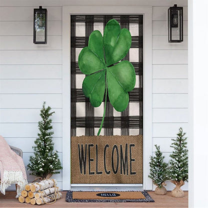 Welcome St Patrick's Day Shamrock Clover 1 Door Cover, St Patrick's Day Door Cover, St Patrick's Day Door Decor, Irish Decor