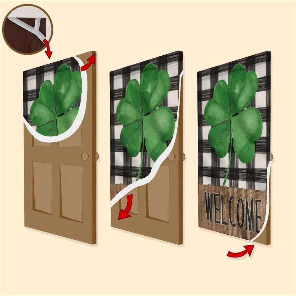 Welcome St Patrick's Day Shamrock Clover 1 Door Cover, St Patrick's Day Door Cover, St Patrick's Day Door Decor, Irish Decor