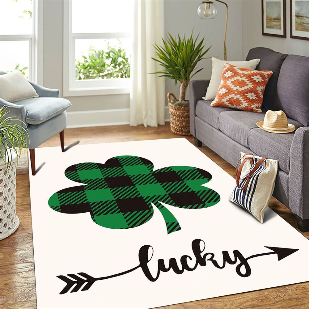 Welcome St Patrick's Day Shamrock Clover Rug, St Patrick's Day Rug, Clover Rug For Irish Decor, Green Rug