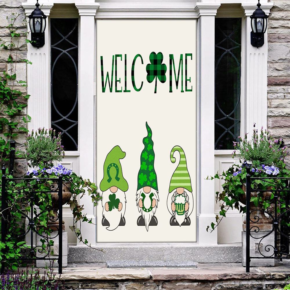 Welcome St Patricks Day Green Gnomes Saint Door Cover, St Patrick's Day Door Cover, St Patrick's Day Door Decor, Irish Decor